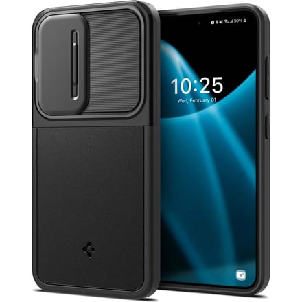 Spigen Optik Armor Geschikt voor Samsung Galaxy S24 - Back Cover met Camera Slider - Zwart