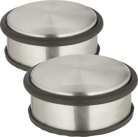 Set van 2 deurstoppers - RVS-/Rubber - 1.1 kg - 11,5 x 11,5 x 5,5 cm