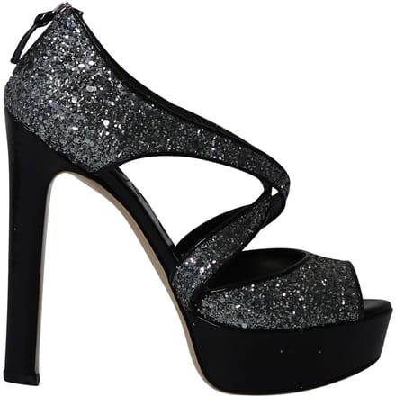 Miu Miu Platform Hakken in Zilveren Glitter