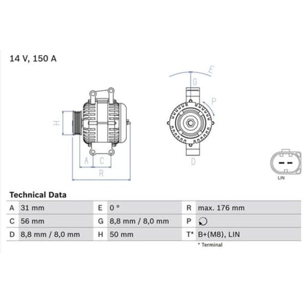 Driefasige generator BOSCH 0 986 047 150