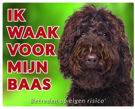 Labradoodle Waakbord - Ik waak voor mijn baas bruin