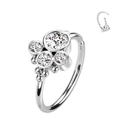 Piercing cluster steen buigbare ring 0.8X8 - zilver - LMPiercings