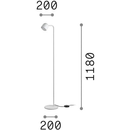 IDEAL LUX vloerlamp Dodo, wit, hoogte 118 cm, metaal, dimmer