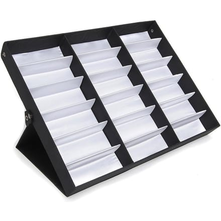 18 Vakken PU Leer Bril Display Opbergkoffers Opvouwbare Deksel Zonnebril Doos Organizer wit