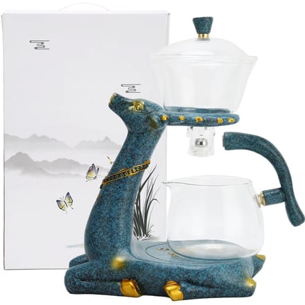 Magnetische theepot Hoge borosilicaatglas Koffiepot met hertenstandaard voor Huis Café Decoratie gray