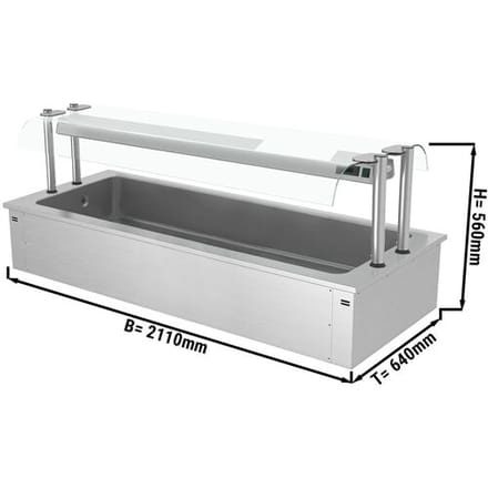 GGM Gastro Einbau Eiswanne - 2100mm - 6x GN 1/1 - 250 Liter - mit Glas-Hustenschutz Zilver