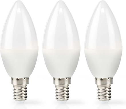 Nedis LED-Lamp E14 - Kaars - 4.9 W - 470 lm - 2700 - Warm Wit - Frosted - 3 Stuks