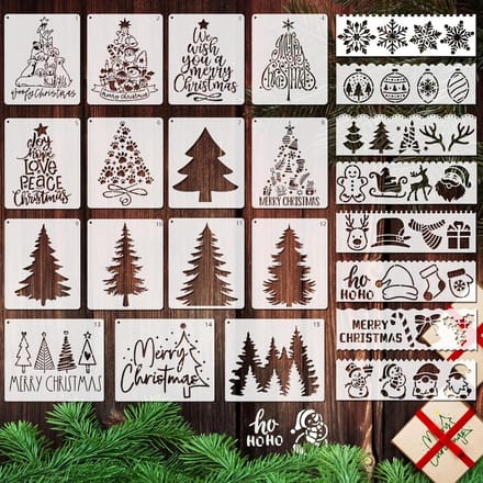 Kerst sjablonen set van 23 - herbruikbaar - kerstboom en kerstfiguren - perfect voor knutselen - m-winkel