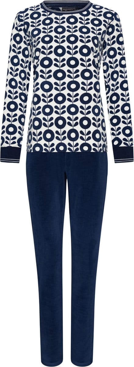 Pastunette Deluxe - Dames Huispak Elsa - Blauw / Wit - Fleece - Maat 48