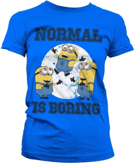 Minions Dames Tshirt -S- Normal Life Is Boring Blauw