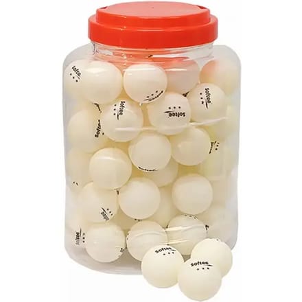 Potje met 60 tafeltennisballetjes Softee 40 mm