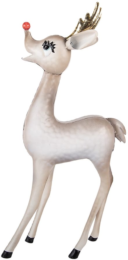 Clayre & Eef Kerstdecoratie met LED-verlichting Hert 28x10x55 cm / 2xAAA Beige Metaal