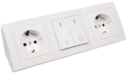 Inbouw Stopcontactblok 2x Geaarde Contactdozen + 1x Schakelaar - 250V~/16A - Wit Mat