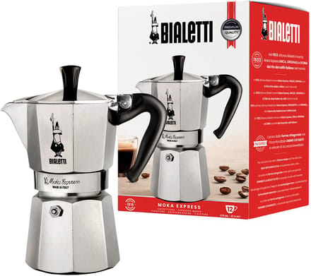 Italiaanse koffiezetter - BIALETTI - Moka Express - Alle warmtebronnen behalve inductie - 12 kopjes - 770 ml - Roestvrij staal