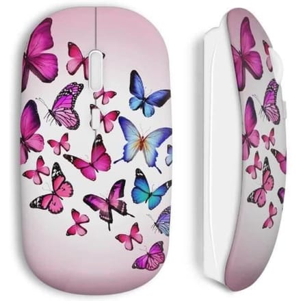 Draadloze Muis Vlinders roze blauw