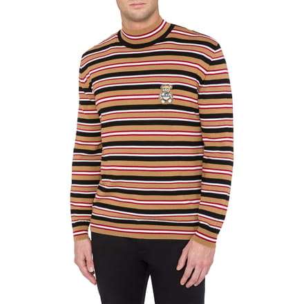 Moschino Stripes Turtleneck Sweater Brown Taglia: 54 | Dolcevita Outlet | Uomo | Marrone