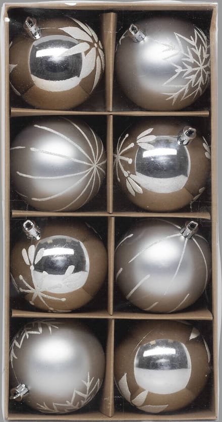 Complete set van zilveren ballen, Ø 8 cm