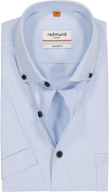Redmond comfort fit overhemd - korte mouw - Oxford - blauw