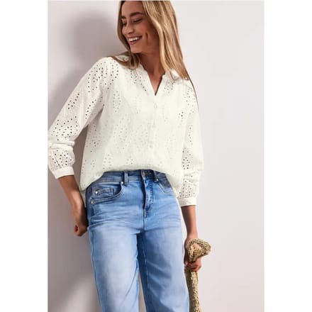 Blouse met gespleten hals en Shiffley-patroon