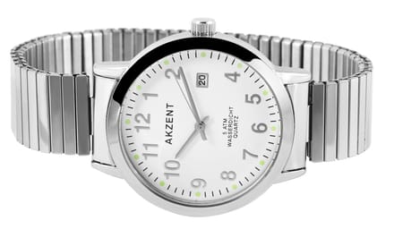 AKZENT Herenhorloge roestvrij staal zilver, datumweergave
