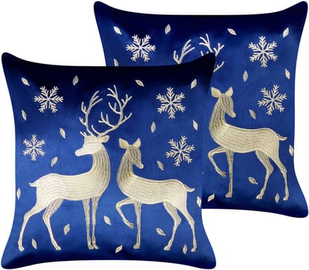 MERINGUE - Sierkussen set 2 - Donkerblauw - 45 x 45 cm - Fluweel
