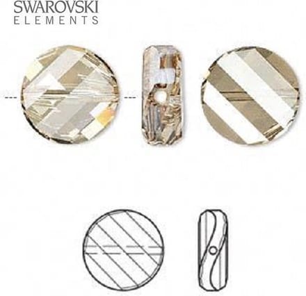 Swarovski Elements, 6 stuks Twist kralen, 14mm, crystal golden shadow (5621)