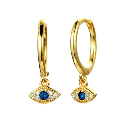 Oorring .925 Silver hanger blue eye 0.8x8 - goud - LMPiercings