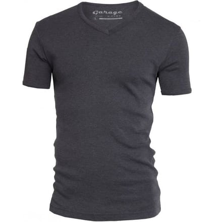 Garage 302 - T-shirt R-neck semi bodyfit anthra melange S 100% cotton 1x1 rib