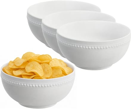 Vessia Snackschaaltjes - wit - 8x stuks - D15 cm - keramiek - chips / nootjes - 600 ml