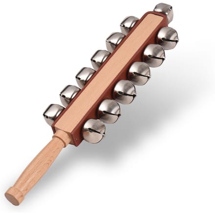 Hand Jingle Bells Handslee Bells Houten Shaker Jingle Bells Stick Muzikaal Percussie-instrument rood