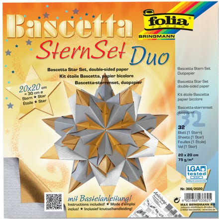 folia vouwbladen Bascetta-ster, 200x200 mm, lila/antraciet, 75 g/m2, 32 vel