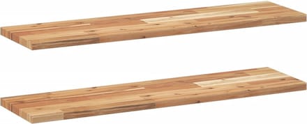vidaXL - Wandschappen - 2 - st - zwevend - olieafwerking - 80x20x2 - cm - acaciahout