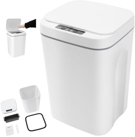 Automatische Afvalbak - Sensor Prullenbak - Hygiënisch Afval - Stille Sluiting - 16 Liter - Wit