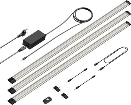 LED Onderkast Armatuur met Bewegingsmelder en Warm Wit Licht - Set van 3, 90cm, Energiezuinig