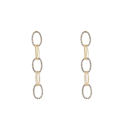 Day&Eve by Go Dutch Label Oorknoppen Ovaal Link Witte Stenen Goud