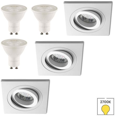 Lybardo - Inbouwspots extra klein 3-pack - Kantelbaar + LED Spot 3W - Warmwit Licht