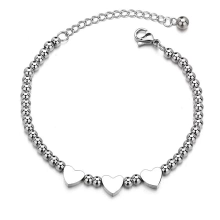 WeLoveSilver - damesarmband - chirurgisch staal - hartjes - 15.50 cm
