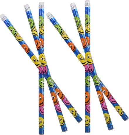 Smiley Potlood met Gum | 6 stuks