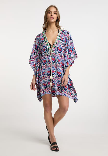 IZIA Kimono Dames Blauw Veelkleurig