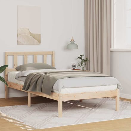 vidaXL - Bedframe - met - hoofdeinde - Bruin - 75 - x - 190 - cm - Massief - grenenhout