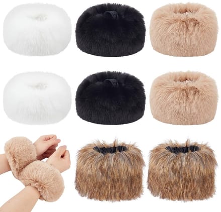 Dailygoods - Set van 4 Multifunctionele Imitatiekonijnenbont Polswarmers voor de Winter