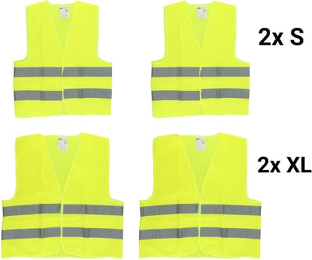 Carpoint Veiligheidsvest Combi Set - 2x Small - 2x Extra Large - Voordeelverpakking