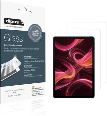 dipos – 2x Pantserfolie geschikt voor Acer Iconia Duo D12 | 9H Screenprotector
