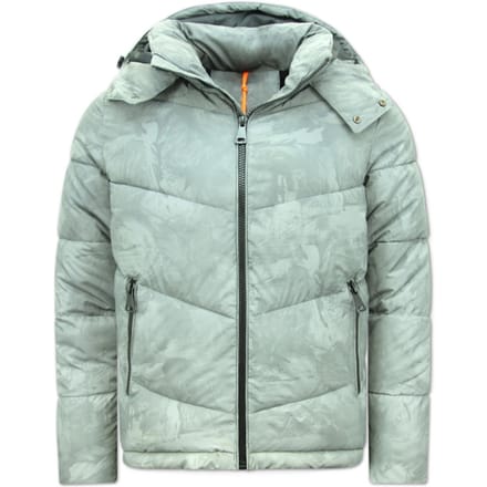 Puffer Jacket - Jassen Heren Winter Capuchon - Grijs / Reflector