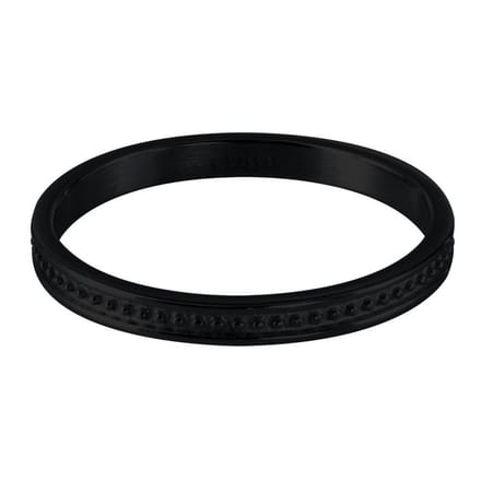 Quiges Stapelring Dames - Vulring Bolletje - RVS Zwart - Maat 20 - Hoogte 2mm