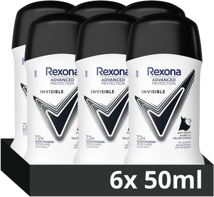 Rexona Women Advanced Protection Anti-Transpirant Stick - Invisible - met Continuous Refreshing Control Technologie - 6 x 50 ml