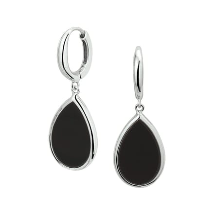 Glams klapoorringen onyx - Zilver