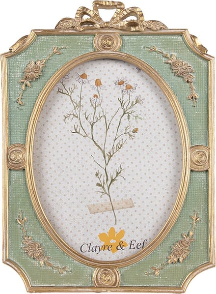 Clayre & Eef Fotolijst 13x18 cm Groen Goudkleurig Polyresin