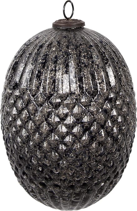 Clayre & Eef Kerstbal Overig Ø 17x25 cm Zwart Glas Kerstballen