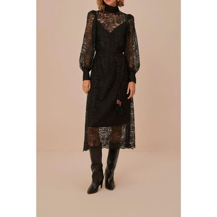 FARM Rio Lace Black Midi Dress Größe: S | Midikleider Outlet | Damen | Schwarz